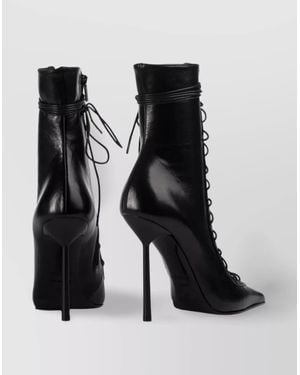 Le Silla Colette Lace-Up Leather Ankle Boot - Black