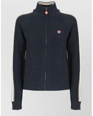 CASABLANCA Cotton Wool High Neck Zip Sweatshirt - Blue