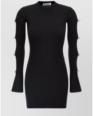 Mach & Mach Crystal-Embellished Cutout Mini Dress - Black
