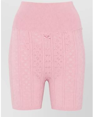 JW Anderson Cotton Pointelle Knit High-Waisted Shorts - Pink