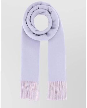 Burberry Cashmere Reversible Scarf Featuring Fringe Detail - Blue