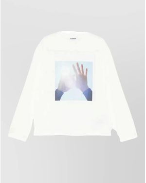 Jil Sander Long Sleeve T Shirt Photo Graphic Front - White