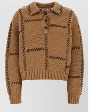 FRAME Wool Blend Oversize Jumper Ribbed Cuffs Hem - Brown