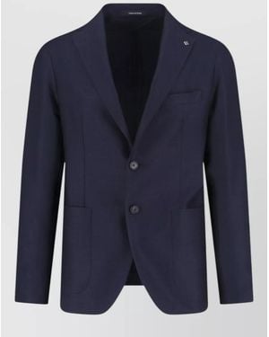 Tagliatore Single Breasted Blazer Notch Lapel Pockets - Blue
