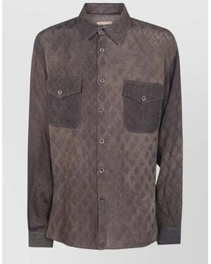 Uma Wang Tavis Ankara Shirt Long Sleeves Chest Pockets - Brown