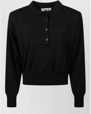Frankie Shop Wool-Blend Polo Jumper - Black