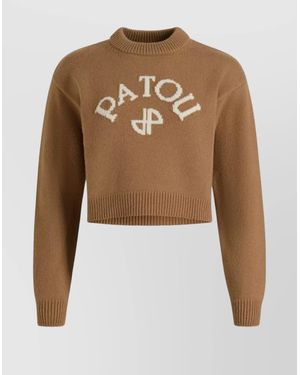 Patou Ribbed Hem Cropped Knitwear - Natural