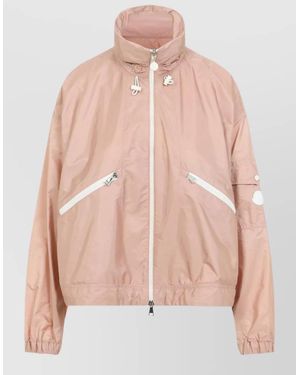 Moncler Marmacy Jacket High Collar Drawstring Cuffs - Pink