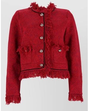 Self-Portrait Two-Tone Single-Breasted Blazer - Red