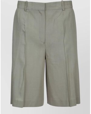 TOTEME Tailored Wide Shorts Pleats Belt Loops - Gray