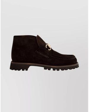 Gucci Suede Ankle Boots-Tone Hardware - Black