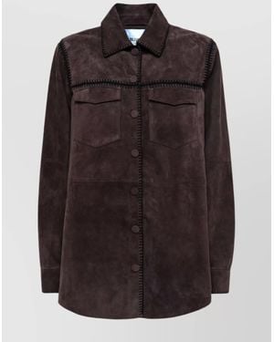 Blugirl Blumarine Long Sleeve Shirt With Pointed Collar And Pockets - Black