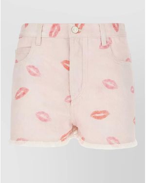 Isabel Marant Printed Denim Knee-Length Shorts - Pink