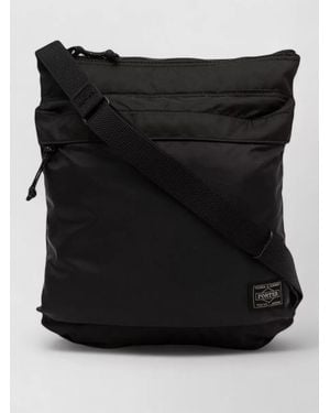 Porter-Yoshida and Co Shoulder Bag Square Shape Zip Compartments - Black