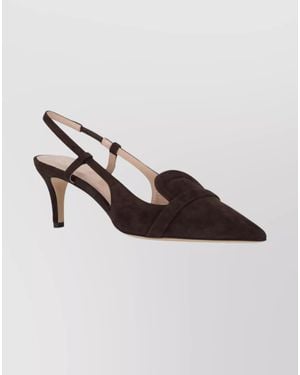 P.A.R.O.S.H. Leather Slingback Court Shoes - Brown