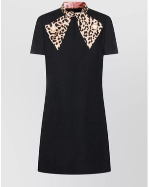 Valentino Silk Wool Short-Sleeve Mini Dress - Black