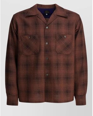 Needles Wool Shirt With Chest Pockets And Long Sleeves - Brown