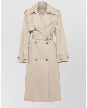 Woolrich Cotton Double-Breasted Belted Trench Coat - Natural