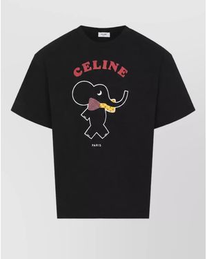 Celine Relaxed-Fit Cotton Printed T-Shirt - Black