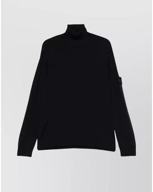 Stone Island Rws Jumper With Arm Patch And Turtleneck - Black