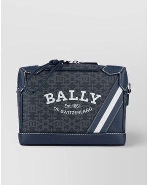 Bally Adjustable Strap Crossbody Bag With Front Zip Pocket - Blue