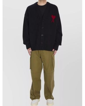 Ami Paris V-Neck Cardigan - Blue