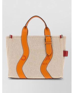 Marc Jacobs Canvas Tote Bag Structured Shape Buckle - Orange