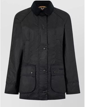 Barbour Cotton High-Collar Fitted Jacket - Black