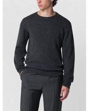 Roberto Collina Knit Jumper Soft Texture Ribbed Cuffs Hem - Blue