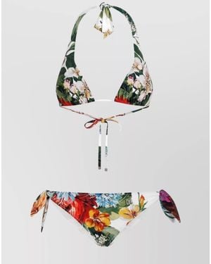 Dolce & Gabbana Floral Print Halterneck Bikini Set - Gray