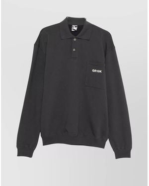 GR10K Cotton Ribbed-Trim Logo Jacket - Black