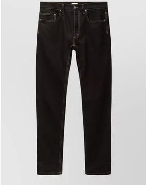Versace Denim Trousers Contrast Stitching Belt Loops Five Pockets - Black