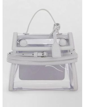Moschino Structured Pvc Shoulder Bag Top Handle Strap - Gray