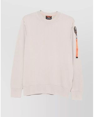 Parajumpers Arm Patch Crew Neck Sweater With Ribbed Cuffs - Natural