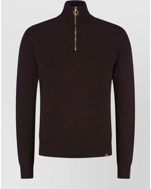 Paul & Shark Ribbed Half Zip Sweater - Black