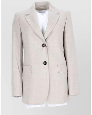 Max Mara Virgin Wool Suit Jacket - Natural