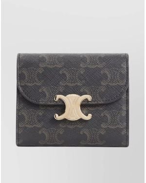 Celine Triomphe Small Flap Canvas Wallet - Gray