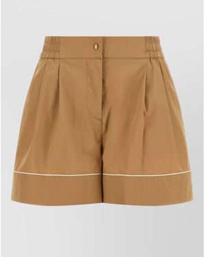 Moncler Tailored Shorts Button Detail Pleated Front - Natural