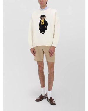Polo Ralph Lauren Knitwear Bear Motif Crew Neck Sweater - White
