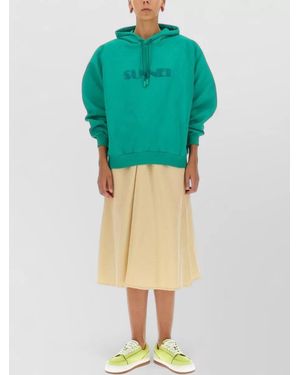 Sunnei Hooded Sweatshirt Logo Detail Ribbed Trims - Green