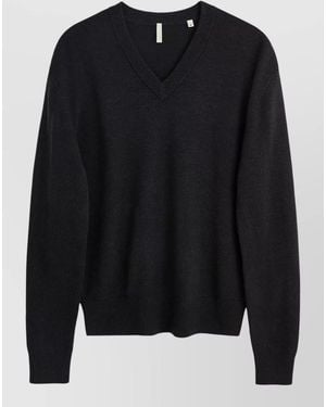 sunflower Merino V Neck Moon Knit Jumper - Black