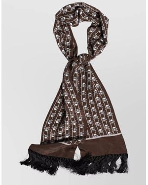 Dolce & Gabbana Silk Skull Print Fringed Scarf - White