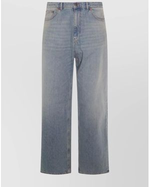 Valentino Silk Straight-Leg Jeans - Grey