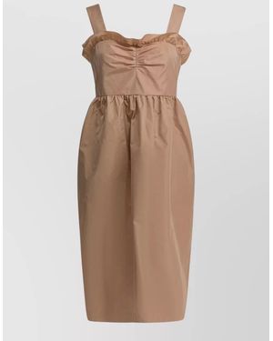 Chloé Silk Blend Balloon Midi Dress - Brown