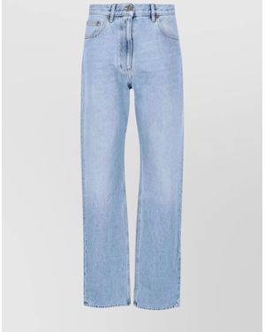 Valentino Straight Leg Five-Pocket Pants With Belt Loops - Blue