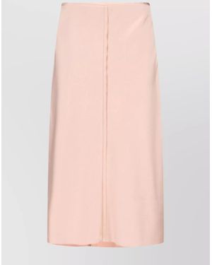 Ami Paris Satin Midi Straight Skirt - Pink