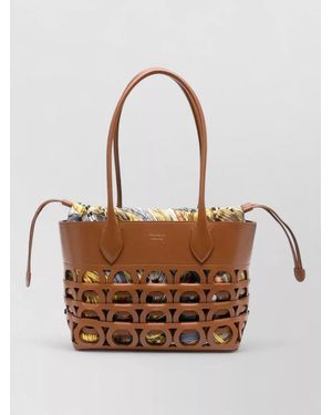 Ferragamo Gancini Laser Cut Tote Shoulder Bag - White