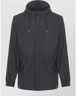 Rains Long Sleeve Hooded High Neck Jacket - Blue