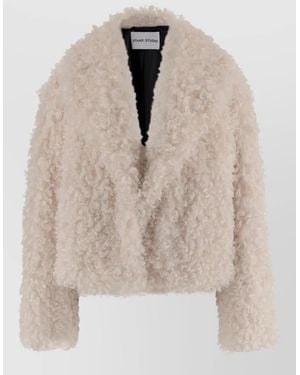 Stand Studio Faux Fur Oversized Cropped Jacket - Natural