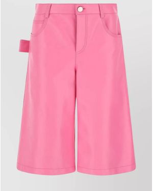 Bottega Veneta Nappa Leather High-Waisted Wide Leg Shorts - Pink